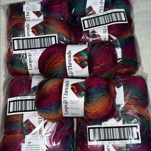 Loops and Threads Yarn Lot 14 Skeins Sweet Raspberry 09B Rainbow Facets Acrylic